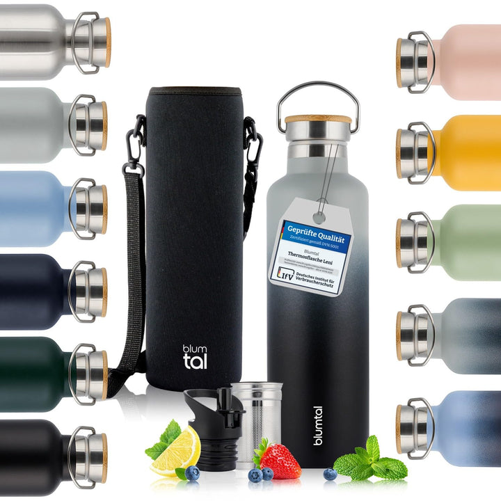 Blumtal Thermosflasche 500ml - Doppelwandige Edelstahl Trinkflasche - Isolierflasche BPA Frei - Teef