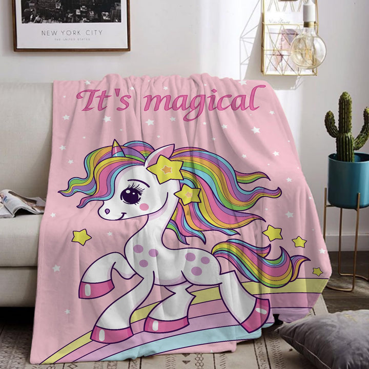 Einhorn Decke Kuscheldecke Flanell Kinder Rosa Kuscheldecke für Mädchen, Weiche Wohndecke Geburtstag