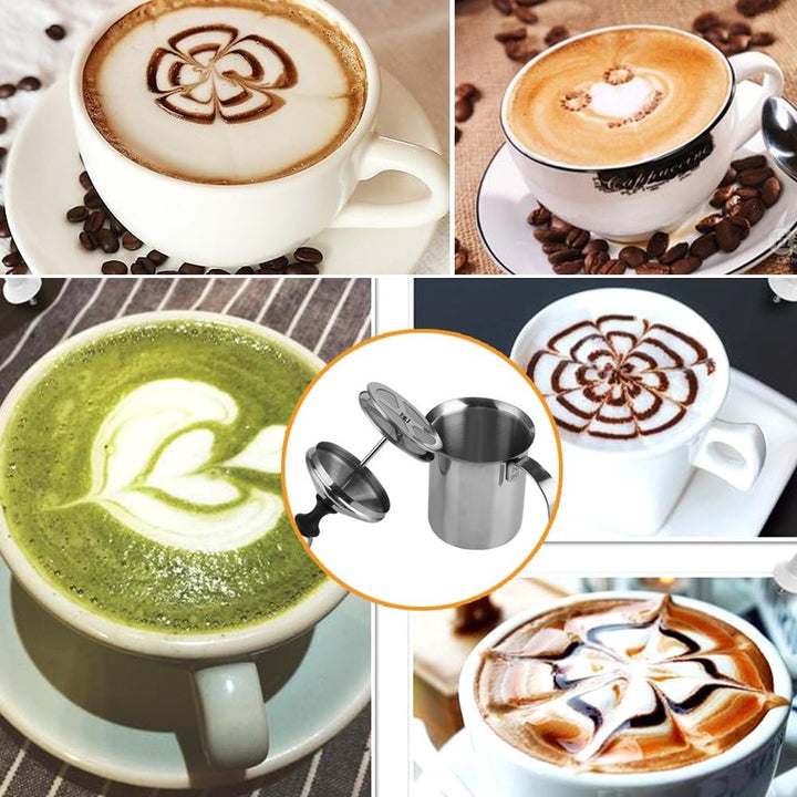 Yosoo 400 ml/800 ml Manueller Milchaufschäumer aus Edelstahl für Cappucino, Latte Macchiato 800ML si