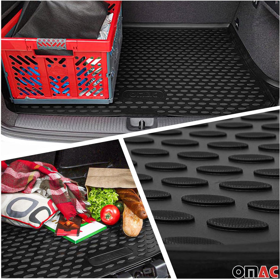 OMAC Fussmatten & Kofferraumwanne Set kompatibel mit Jeep Wrangler 2018-2025 Gummi TPE Schwarz 5X Fu