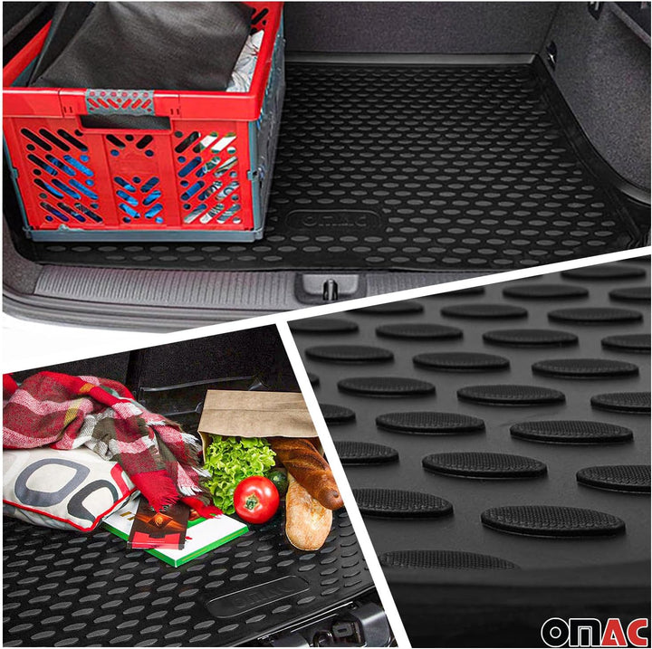 OMAC Fussmatten & Kofferraumwanne Set kompatibel mit Jeep Wrangler 2018-2025 Gummi TPE Schwarz 5X Fu