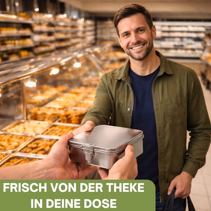 2x Premium Lunchbox 1400 ml aus Edelstahl – auslaufsichere Brotzeitbox mit 2 Trennwand & Dichtung –