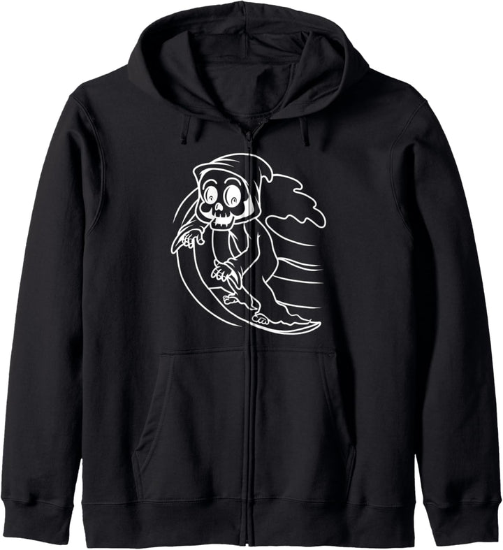 Lustiger Sensenmann Surfing Sweater Männer Frauen Kinder Kapuzenjacke