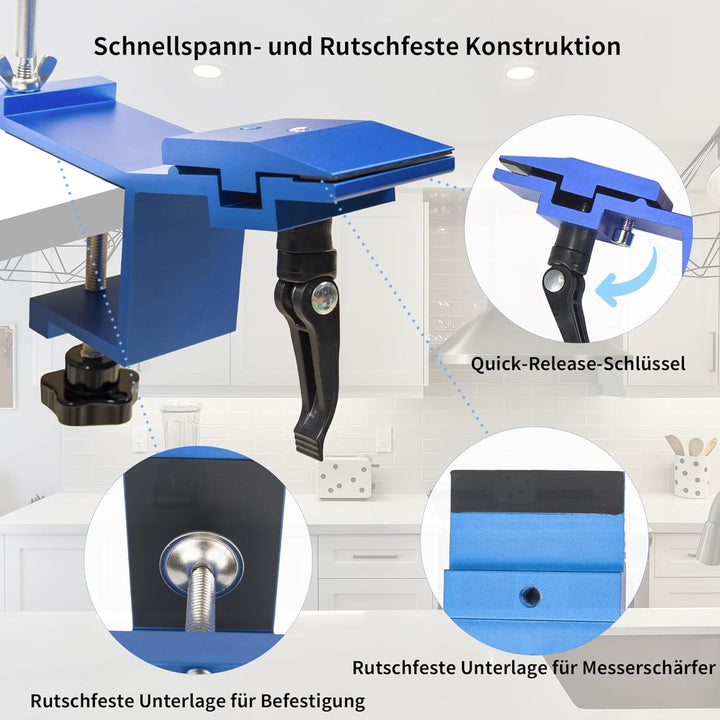 Messerschärfer Profi, Messerschärfsystem Professioneller mit Schnellspann, Festwinkel Messerschärfer