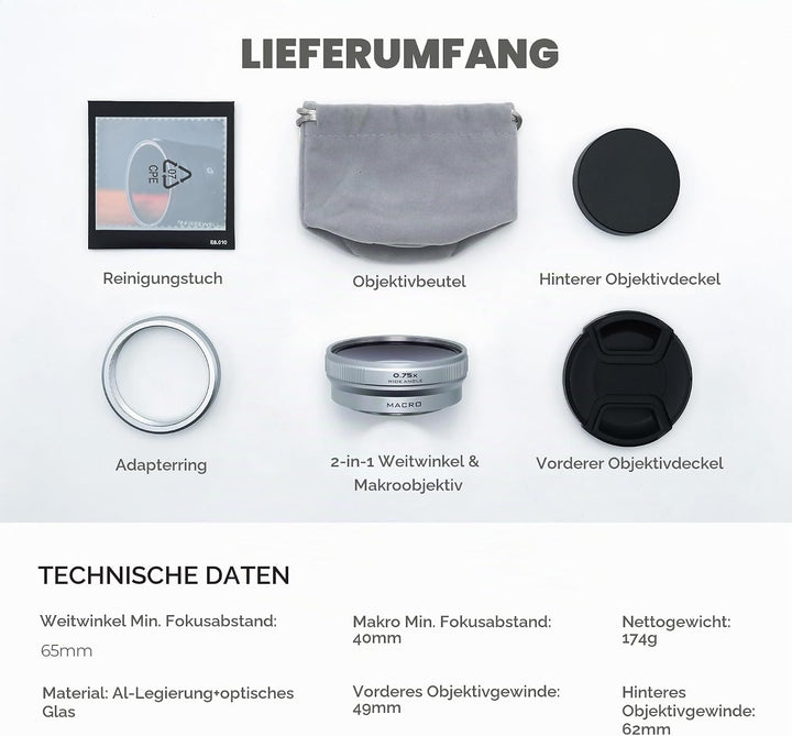 Freewell 2-in-1 Weitwinkel- &amp; Makro-Objektiv kompatibel mit Fuji X100VI/X100V - Vielseitiges Design,