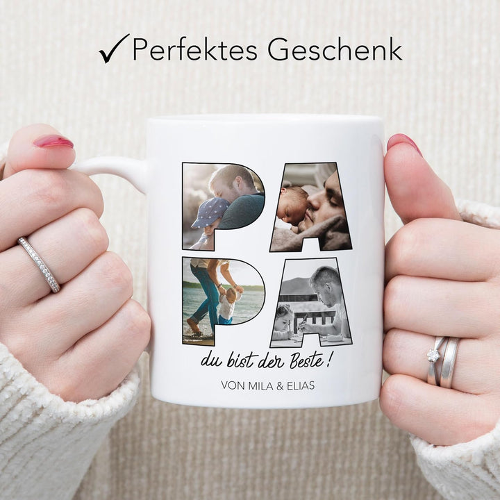 Kiddle-Design Papa Tasse Personalisiert mit Foto Geschenk Geburtstag, Vatertagsgeschenk Fototasse mi