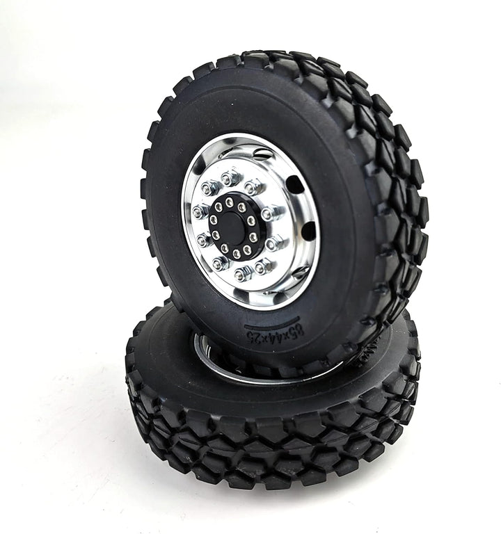 AXspeed 1/14 Rad Reifen Felgen Set 2 Stück Vorderfelgen mit Gummireifen für Tamiya Traktor Truck Cli