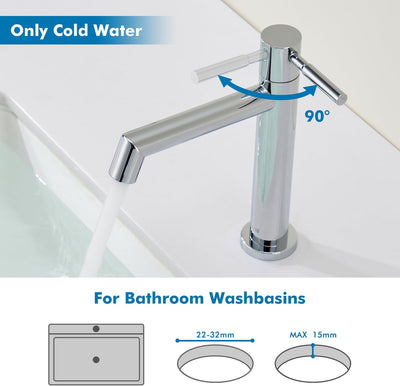 Ulytid Kaltwasserhahn, Chrom Wasserhahn Bad, Einhebel Waschtischarmatur mit Abnehmbarer Sprudler, Ba