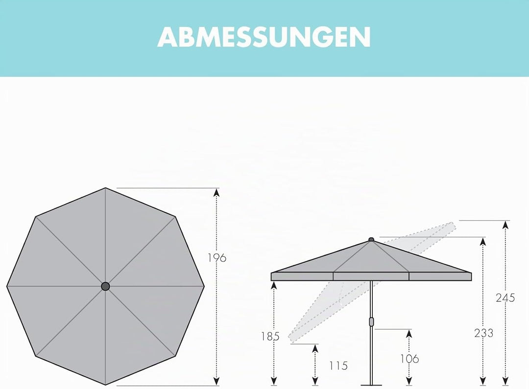derby Strandschirm Mittelmast, hellblau