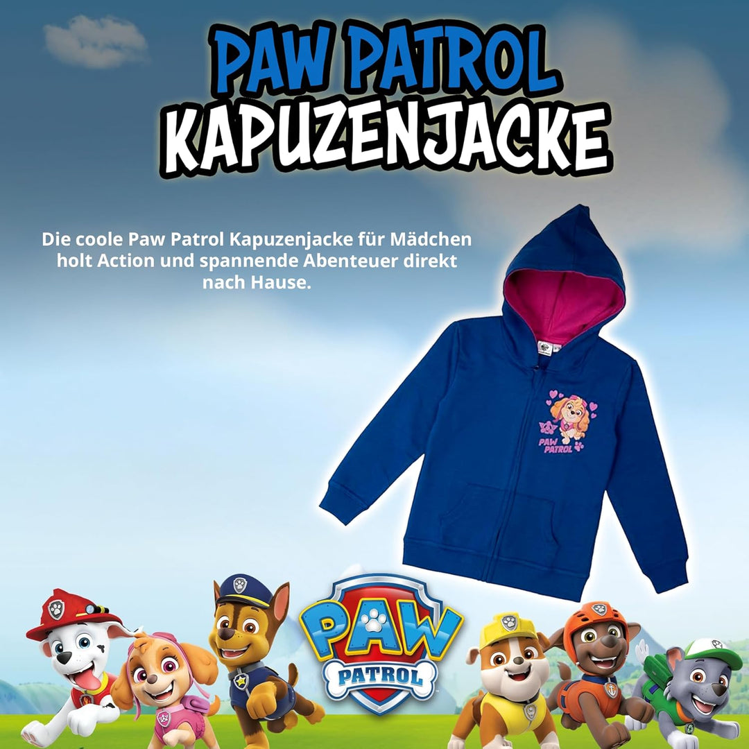 United Labels Paw Patrol Sweatjacke mit Kapuze für Mädchen, Blau, Kapuzenpullover mit Reissverschlus
