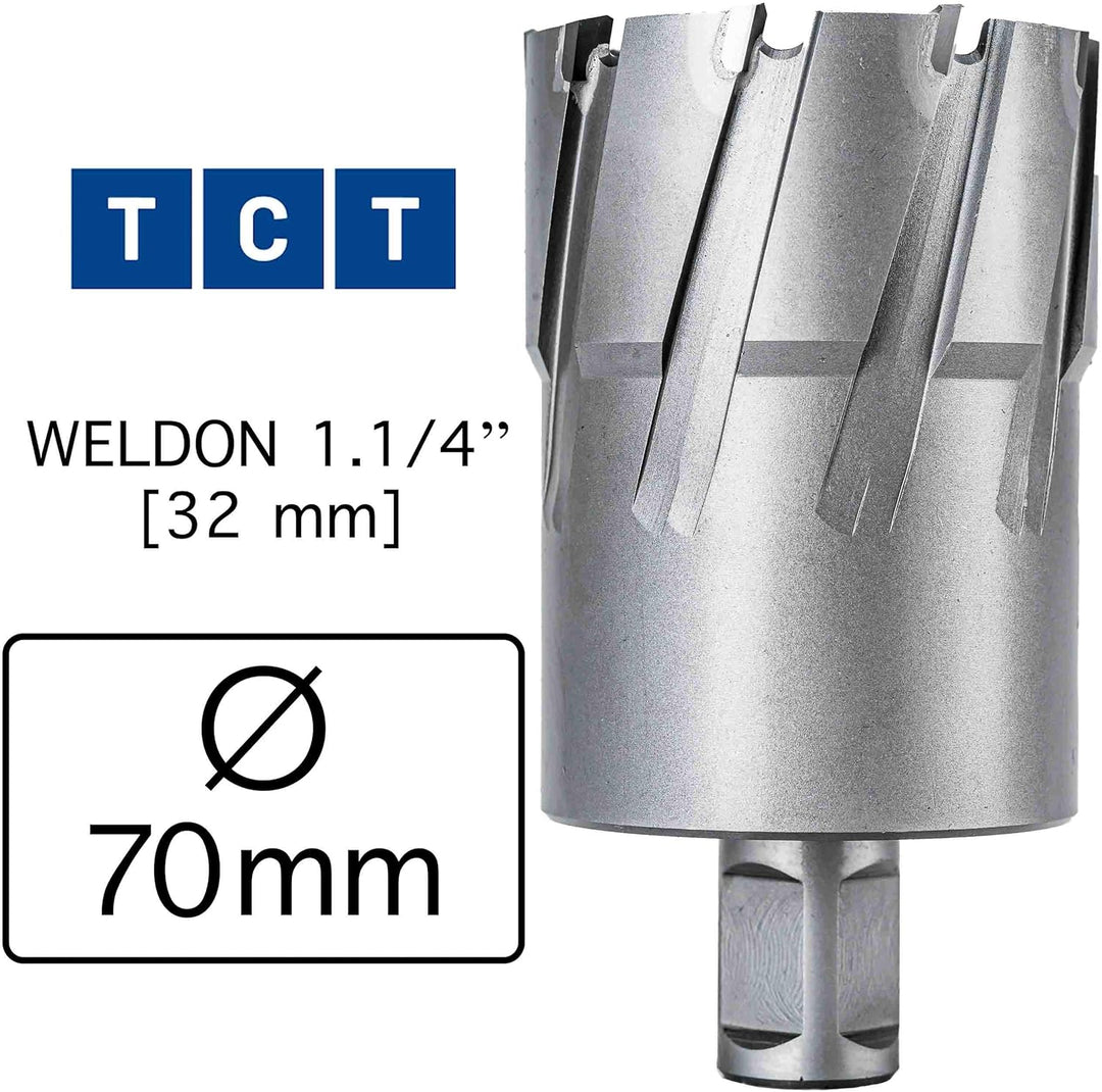MELVER Kernbohrer TCT Weldonschaft 19mm [3/4"] Schnittiefe: 55mm (70), 70