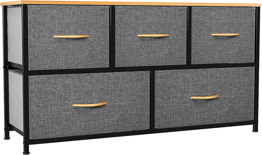 YITAHOME kommode mit Schubladen, Schrank mit 5 Schubladen aus Stoff, Aufbewahrungskommode Industrial