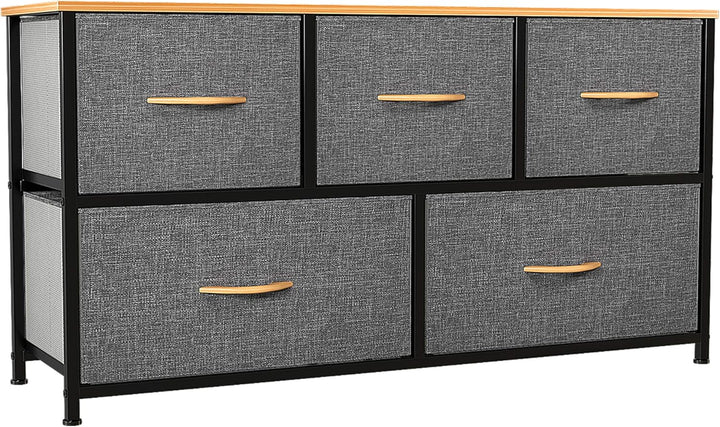 YITAHOME kommode mit Schubladen, Schrank mit 5 Schubladen aus Stoff, Aufbewahrungskommode Industrial