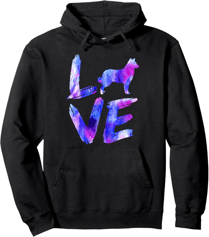 Liebe kroatische Schäferhund Aquarell Blau Hund Mama Papa Pullover Hoodie