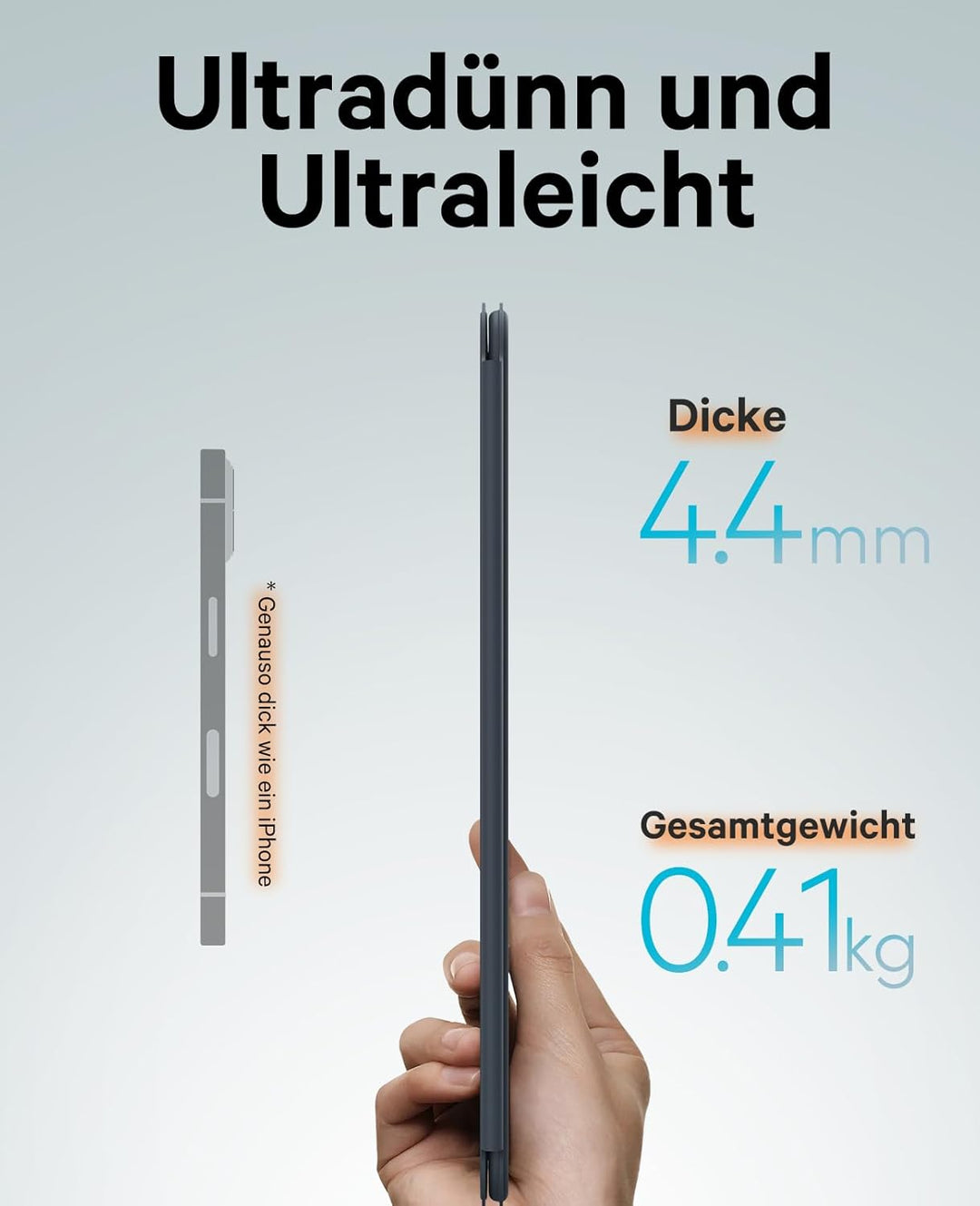 CHESONA iPad Air 11 Hülle mit Tastatur, Magnetische Tastatur für iPad Air 5/4, Ultra-Schlank & Leich