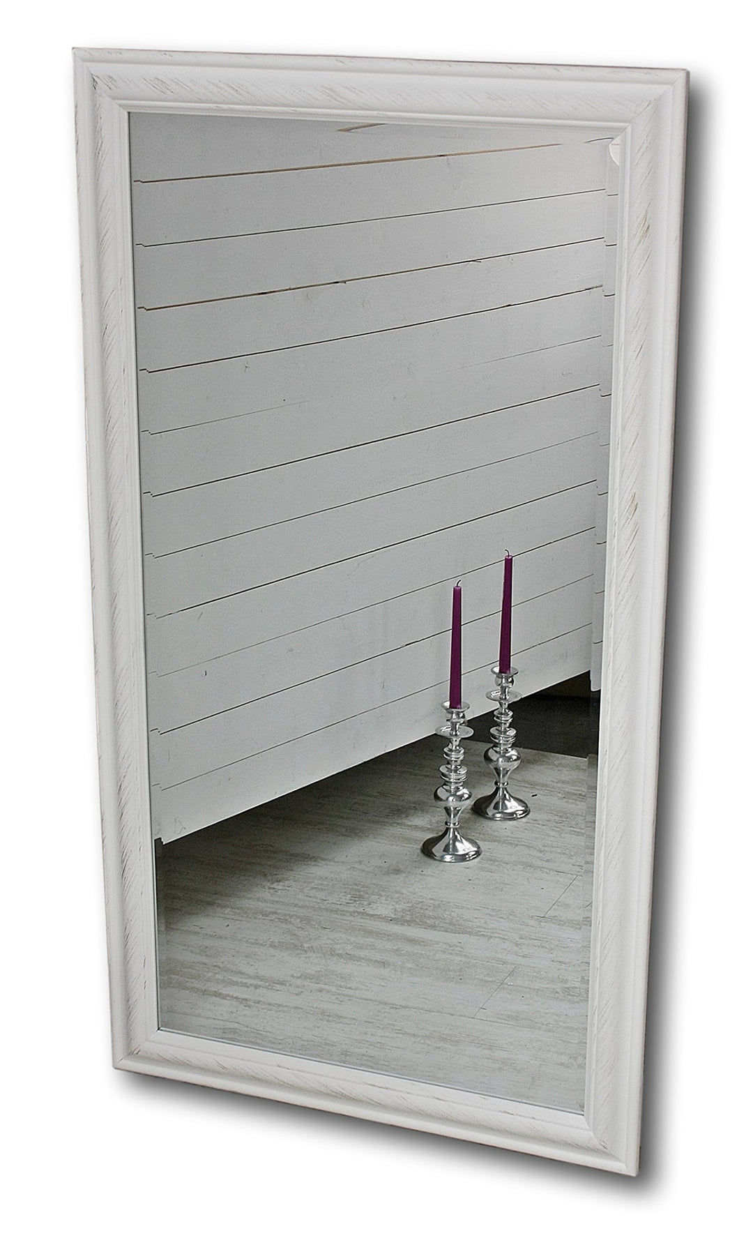 elbmöbel Wandspiegel 132 x 72cm gross in weiss mit Holz-Rahmen schlicht