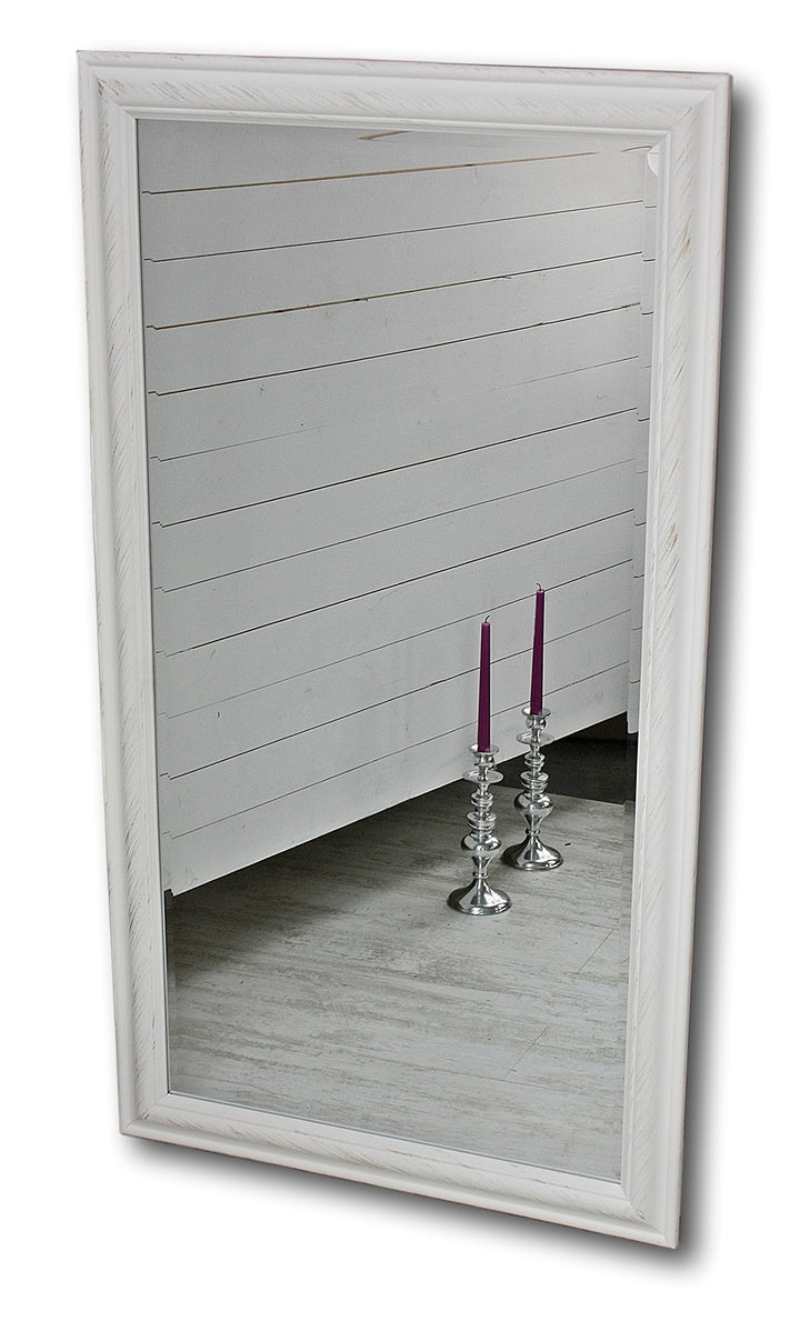 elbmöbel Wandspiegel 132 x 72cm gross in weiss mit Holz-Rahmen schlicht