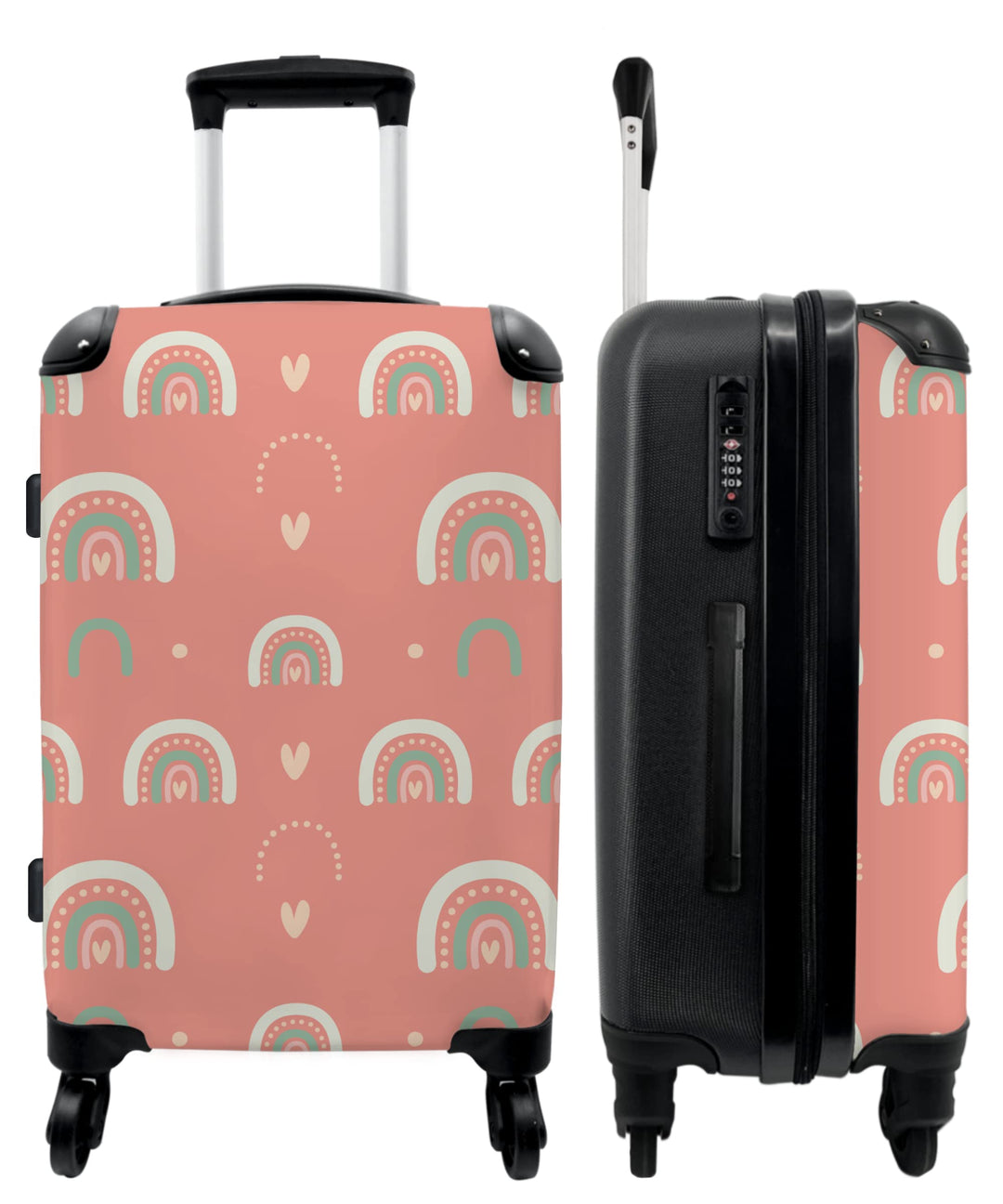 NoBoringSuitcases.com® Reisekoffer Kinder Mädchen Koffer Leicht Reisetrolley mit Rollen Gepäck Rosa