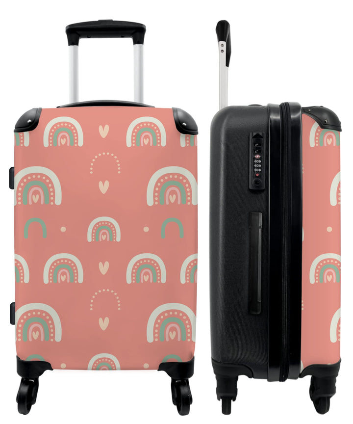 NoBoringSuitcases.com® Reisekoffer Kinder Mädchen Koffer Leicht Reisetrolley mit Rollen Gepäck Rosa