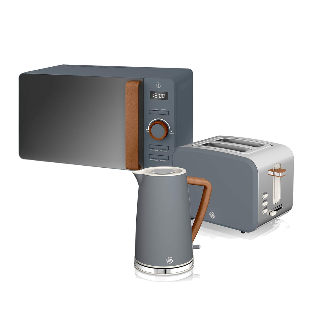 Swan Nordic Frühstücksset, Wasserkocher, 1,7 l, 2200 W, Breitschlitz-Toaster, 2 Scheiben, digitale M