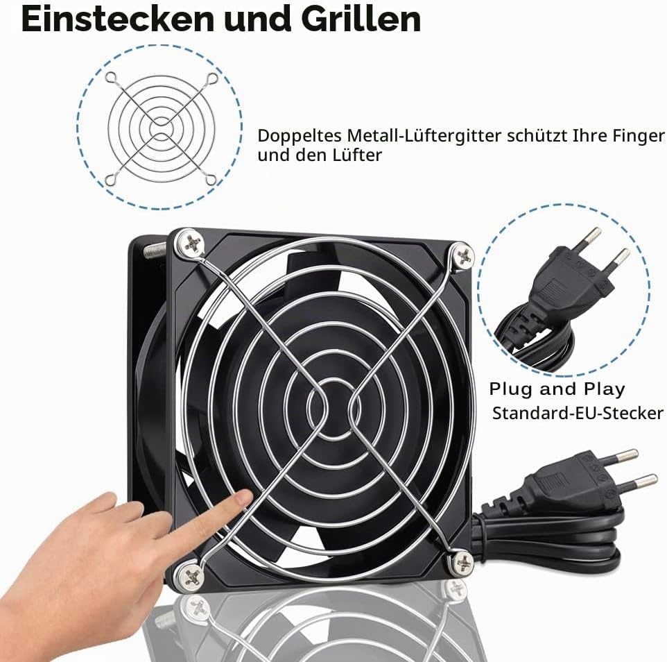 GDSTIME 230V Lüfter 92mm AC 92 x 25mm 220V Lüfter Dual Kugellager Axiallüfter, 92 x 25mm