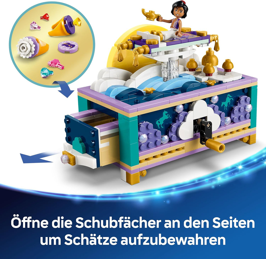 LEGO ǀ Disney Princess Jasmins Schmuckkästchen - Aladdin Set mit 2 Mini-Puppen, 2 Ringen und Dschinn