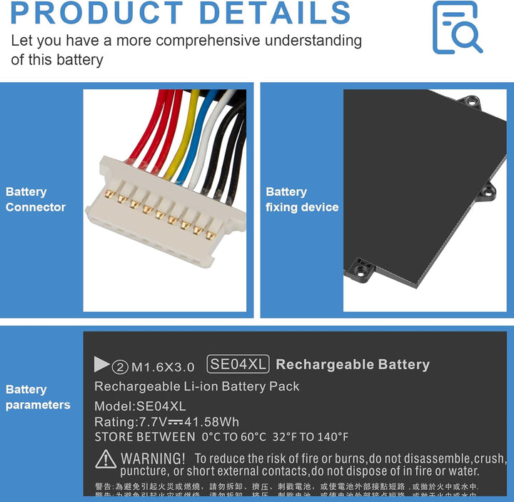 ASUNCEL 41,58 Wh 5130 mAh SE04XL Laptop Akku für HP Pro x2 612 G2 Tablet 860708-855 860724-2B1 86072