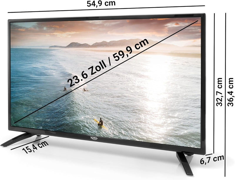 Xoro HTL 2477 60 cm (23.6 Zoll) SmartTV HD Fernseher mit integriertem HD Triple Tuner (DVB-S2/T2/C),