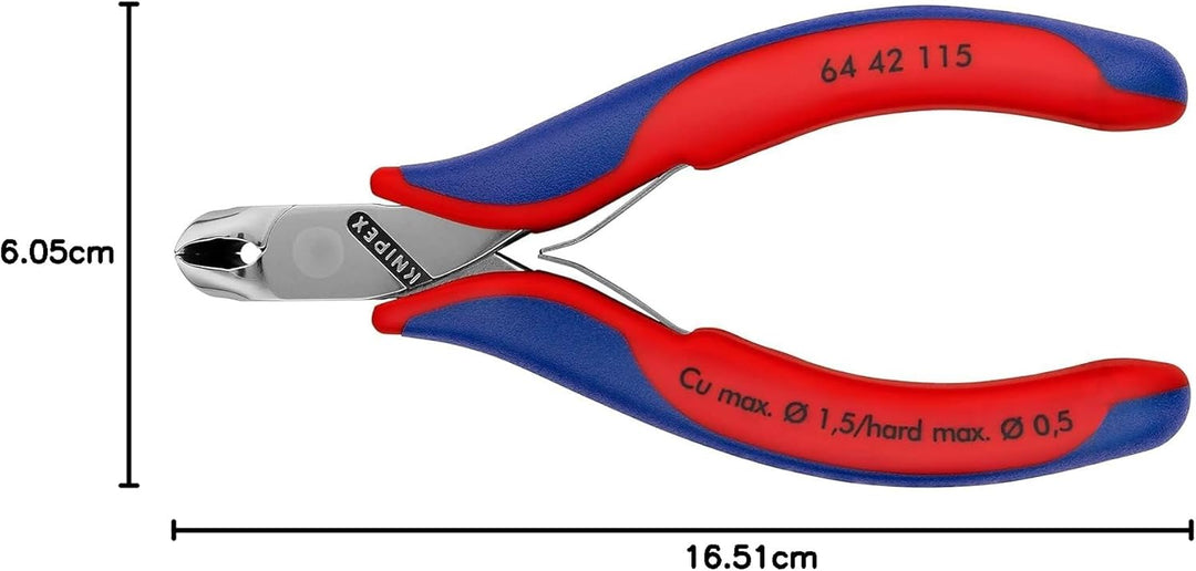 KNIPEX Elektronik-Vornschneider mit Mehrkomponenten-Hüllen 115 mm 64 42 115 kurzer Kopf, mit Facette