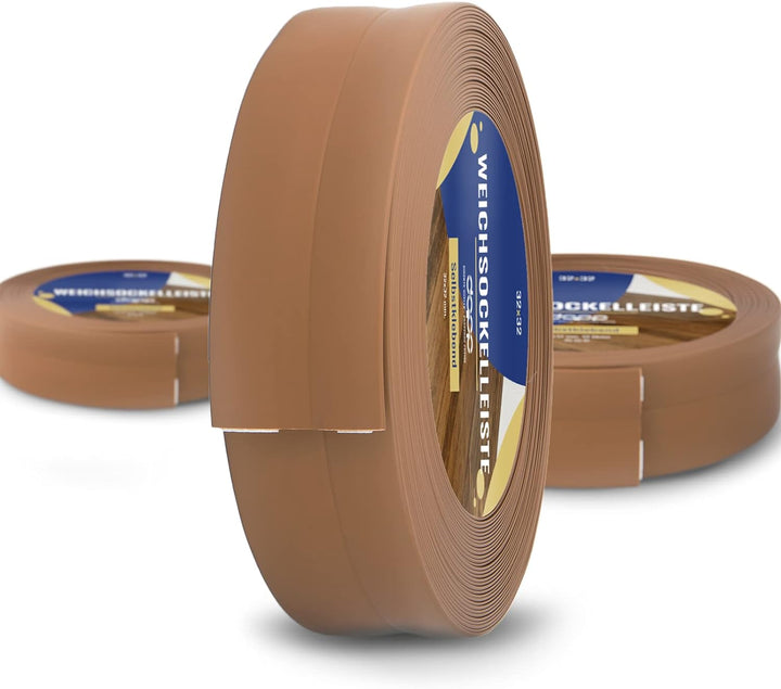 DQ-PP WEICHSOCKELLEISTE | 20m | bernstein | 32x23mm | PVC | selbstklebend | Knickwinkel Fussleisten