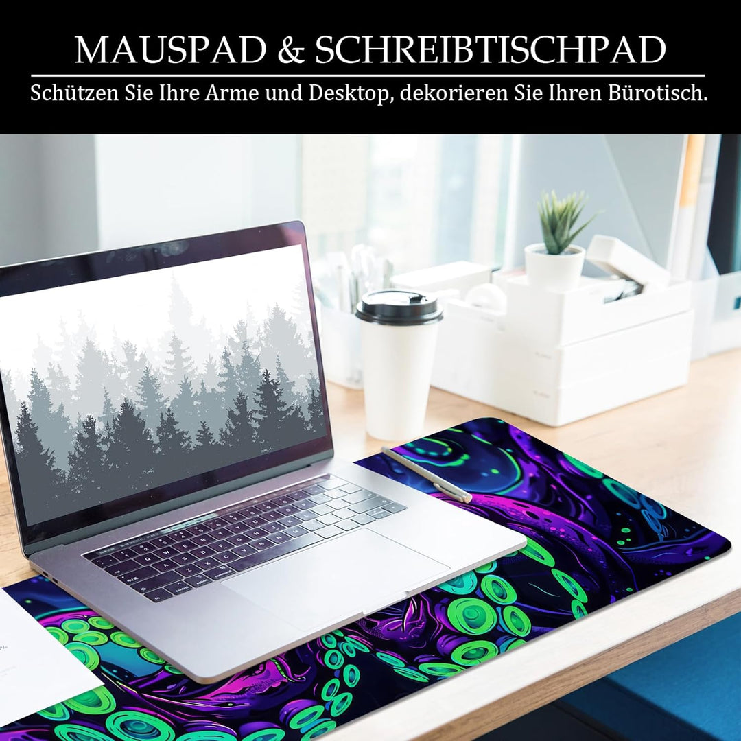 Mauspad Octopus Schreibtischunterlage Violett 80x30cm Mousepad XL Gross Mauspad Ozean, Computer PC T