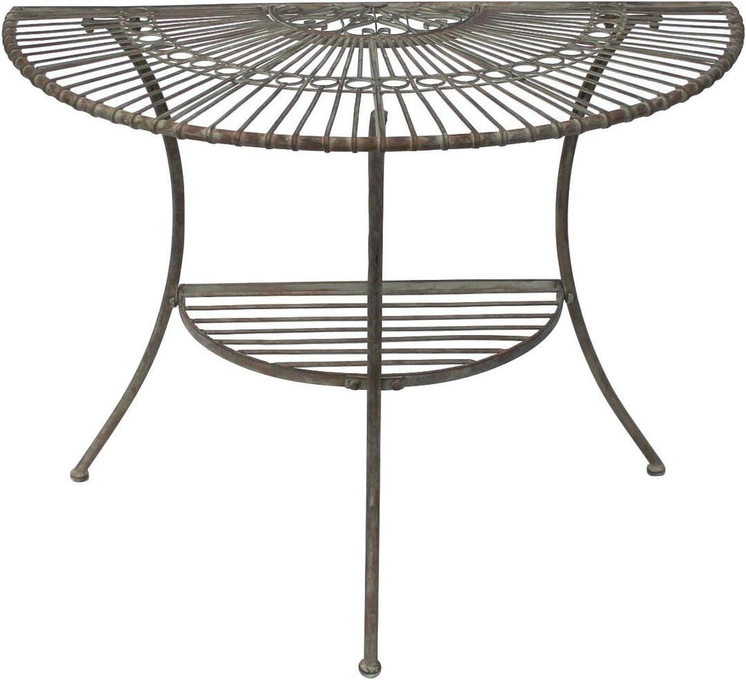 DanDiBo Tisch Halbrund Wandtisch Malega 100531 Beistelltisch aus Metall 100 cm Gartentisch Halbtisch