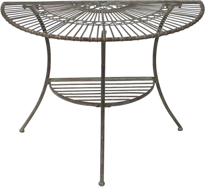 DanDiBo Tisch Halbrund Wandtisch Malega 100531 Beistelltisch aus Metall 100 cm Gartentisch Halbtisch