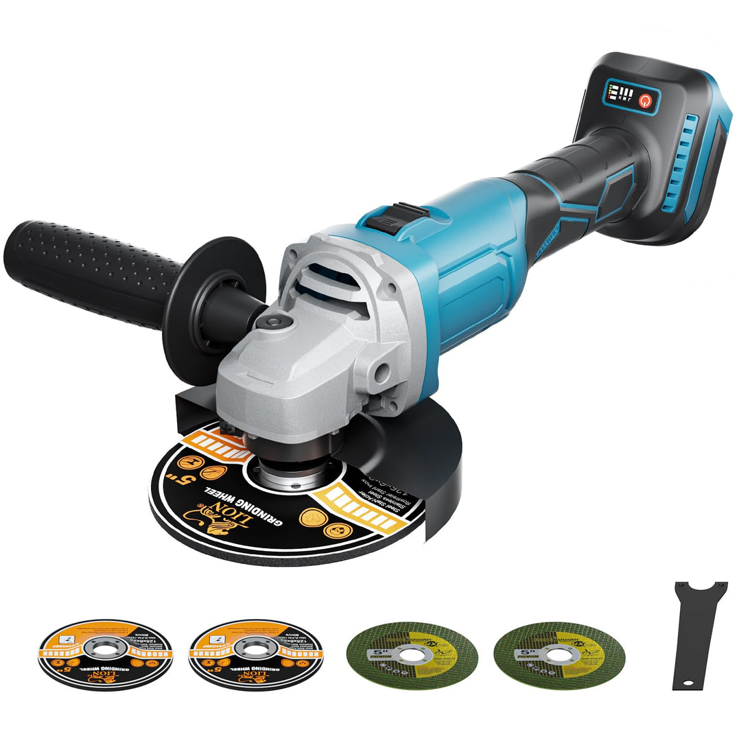 1200W Akku Winkelschleifer für Makita Akku 18V (Ohne Akku), 125mm Akku Flex mit 4 Geschwindigkeiten,