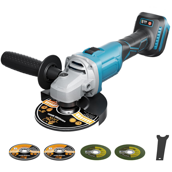 1200W Akku Winkelschleifer für Makita Akku 18V (Ohne Akku), 125mm Akku Flex mit 4 Geschwindigkeiten,
