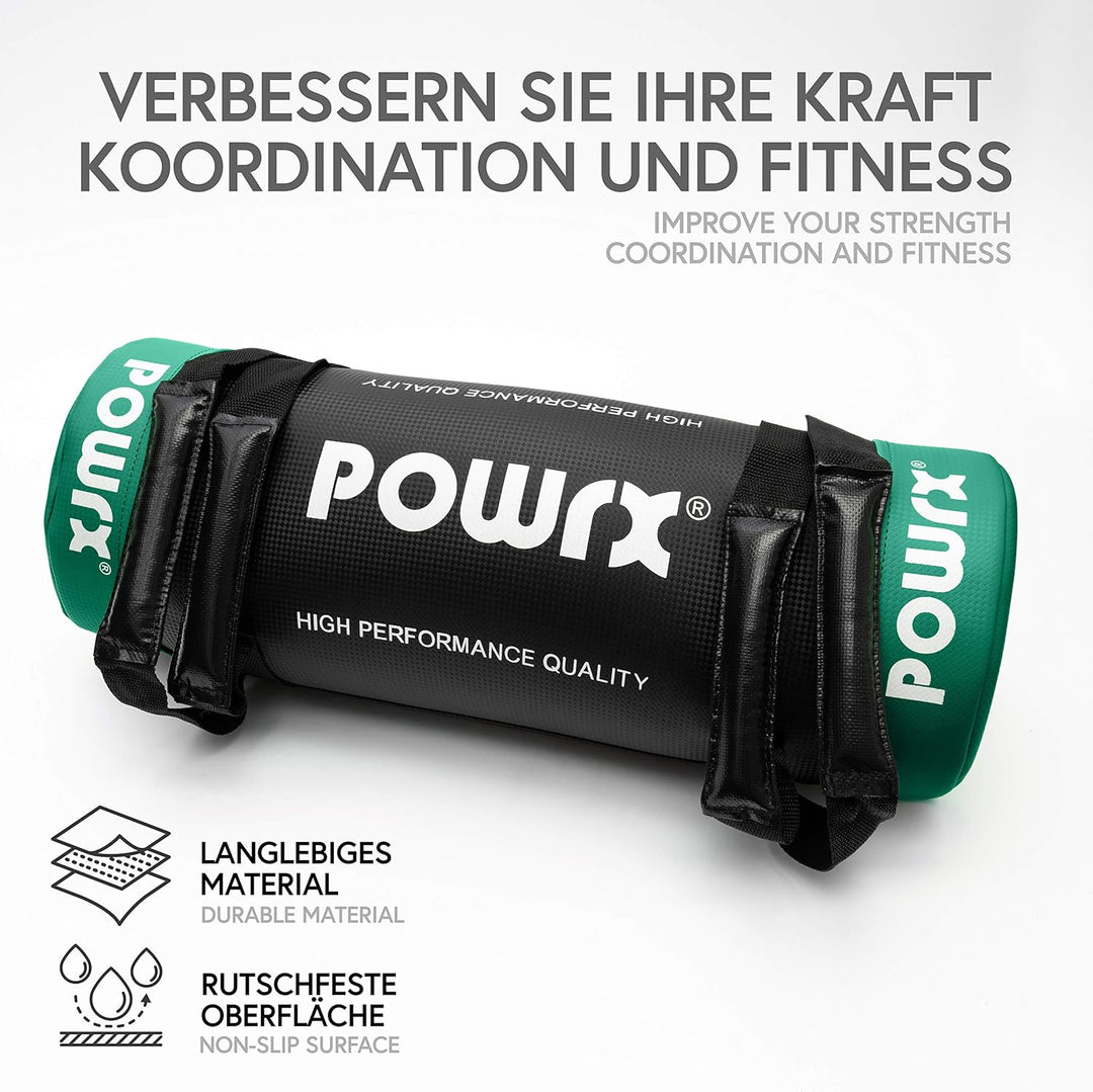 POWRX Power Bag aus Kunstleder - 5-30kg, Flexible Trainingsintensität - Kraft- und Ausdauertraining