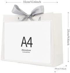 Geschenktüte mit Schleife,Geschenktüte Weiss,Geschenktaschen für Geburtstag, Hochzeit, Festivalfeier
