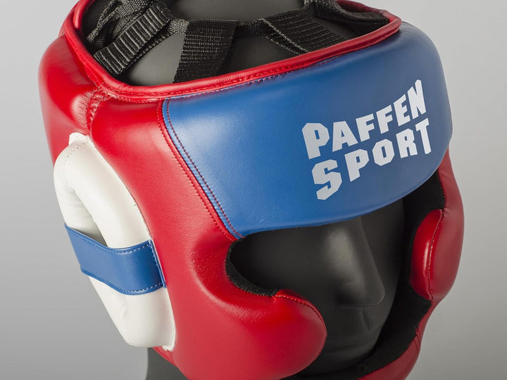 Paffen Sport «Kids» Kopfschutz für das Training im Boxen, Kickboxen, Muay Thai Rot/Blau/Weiss, Rot/B