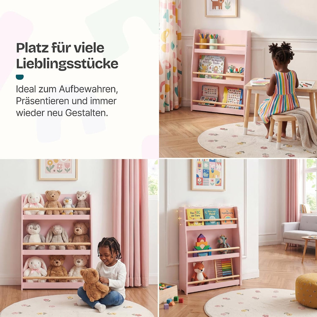 [en.casa] Kinder Bücherregal Virer Kinderregal mit 3 offenen Fächern Aufbewahrung Montessori Standre