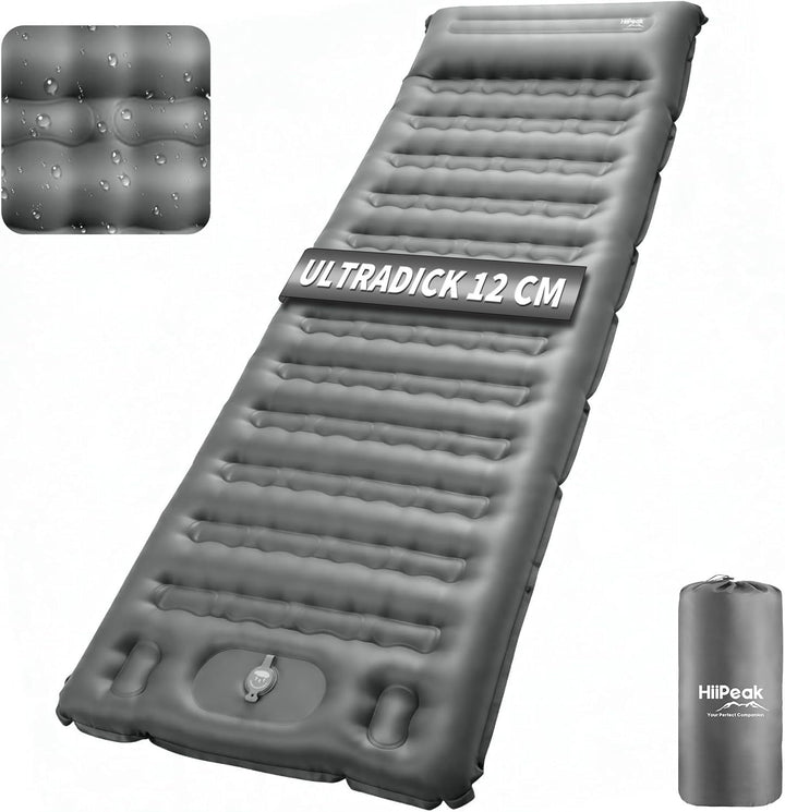 HiiPeak Ultraleichte Isomatte aufblasend - Luftmatratze Camping mit integrierter Fusspumpe &amp; Kissen,