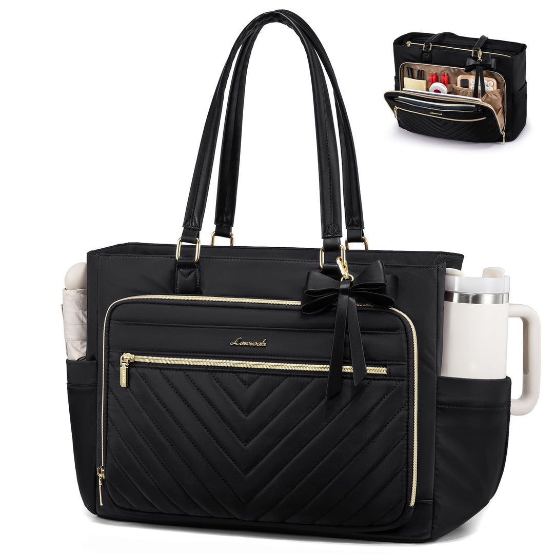 LOVEVOOK Lehrertasche Damen Laptoptasche Damen Arbeitstasche Aktentasche 1-schwarz 15,6 Zoll, 1-schw