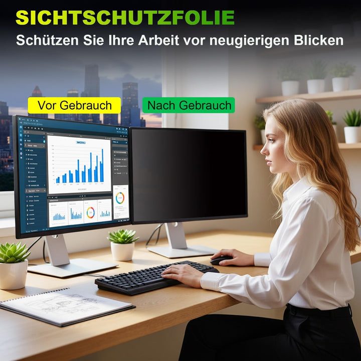 Sichtschutzfolie für 32 Zoll 16:9 (70.8x39.8cm) Monitor - Blaulichtfilter & Blendschutz, Abnehmbar B