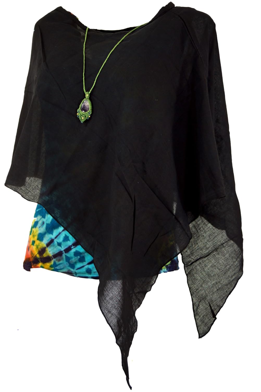 GURU SHOP Lagenlook Poncho, Leichter Poncho, Pixi Poncho, Damen, Braun, Baumwolle, Size:40 40 Schwar