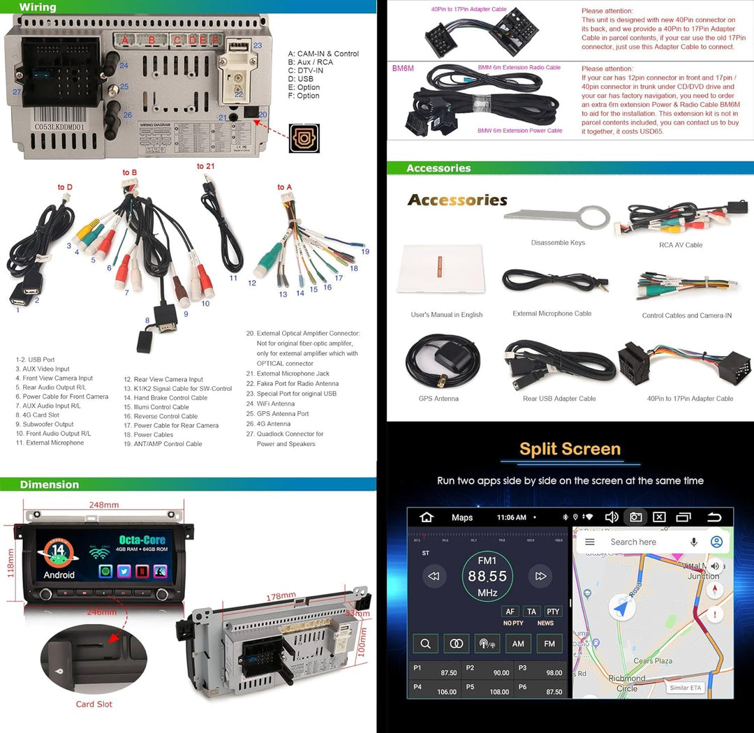 ERISIN 8.8 Zoll Android 12 Autoradio für BMW 3 Series M3 E46 Rover 75 MG ZT Unterstützt GPS-Navi Car