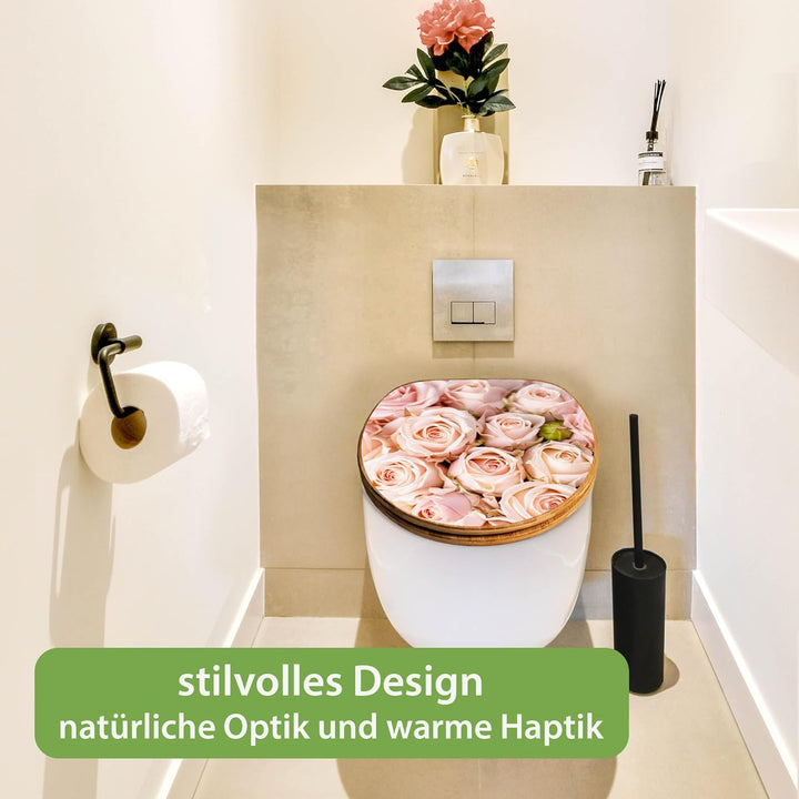 banjado Design WC Sitz Bambus Absenkautomatik 45,8x37,5cm - Toilettendeckel mit Absenkautomatik Holz