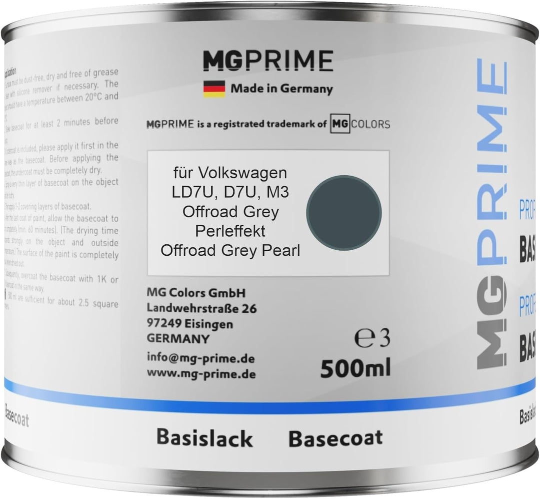 MG PRIME Autolack Set Dose spritzfertig für Volkswagen VW LD7U / D7U / M3 Offroad Grey Perleffekt/Of