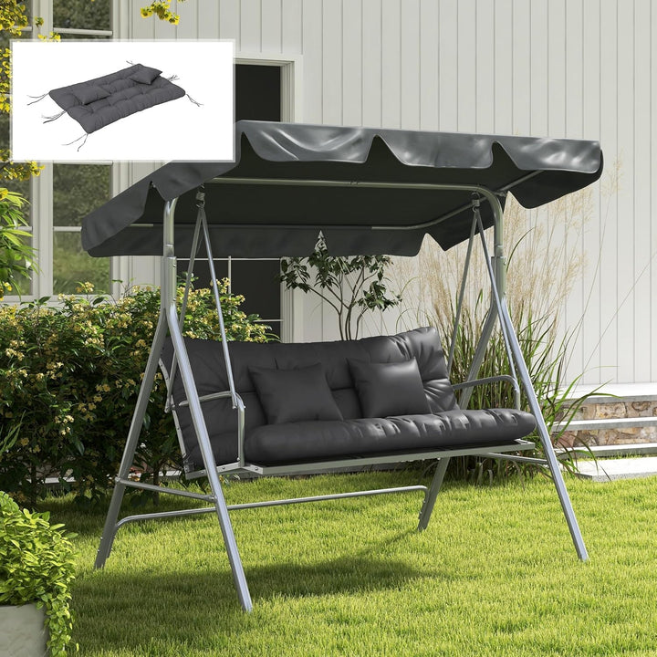 Outsunny 4er-Set Sitzkissen, 150x50 cm wasserabweisend Stuhlkissen mit Bindebänder, Geknüpftem Desig