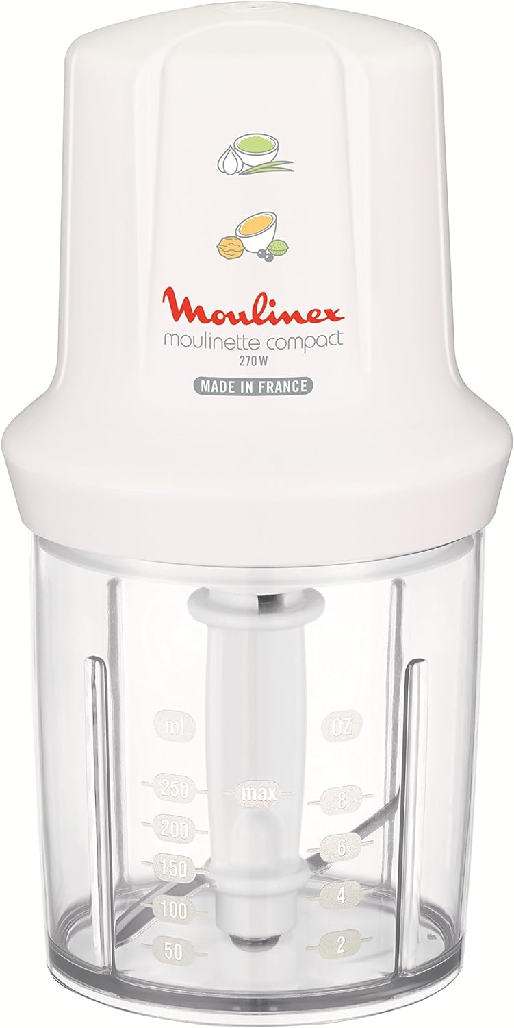Moulinex DJ300110 Mini Chopper Elektro Moulinette Compact Shaker mit Deckel Weiss 270 W, 270 W