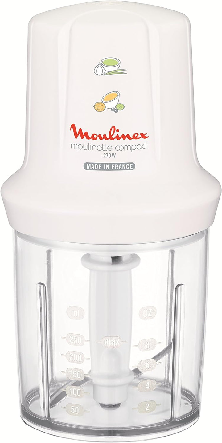 Moulinex DJ300110 Mini Chopper Elektro Moulinette Compact Shaker mit Deckel Weiss 270 W, 270 W