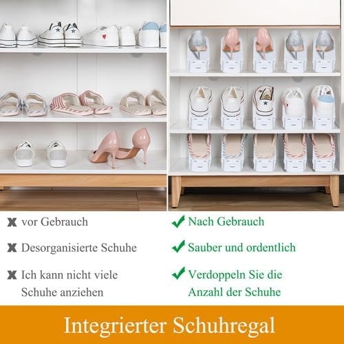 Schuh Slots Schuhstapler Schuhhalter Set, Verstellbare Schuhregale aus Kunststoff, Platzsparend und